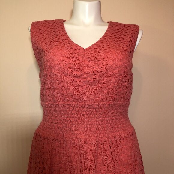 Rabbit Rabbit Rabbit Pink Sleeveless Midi Dress XL V Neck Stretch Cottage Lined - Picture 2 of 7